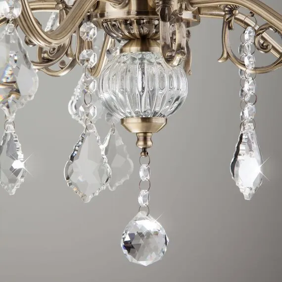 Eurosvet 00000063378 3281/5 Подвесной светильник античная бронза/прозрачный хрусталь Strotskis, изображение 3