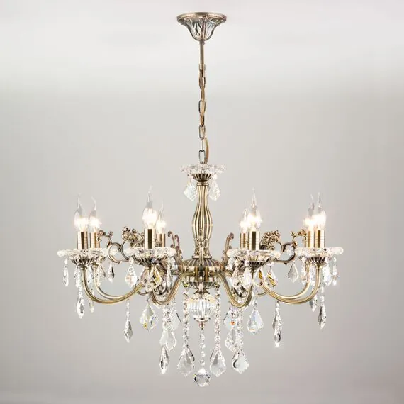 Eurosvet 00000063379 3281/8 Подвесной светильник античная бронза/прозрачный хрусталь Strotskis