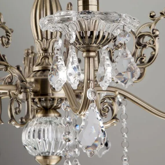 Eurosvet 00000063378 3281/5 Подвесной светильник античная бронза/прозрачный хрусталь Strotskis, изображение 2