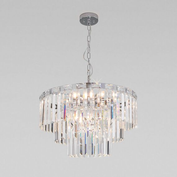 Eurosvet a060642 10130/8 Подвесной светильник хром/прозрачный хрусталь Strotskis