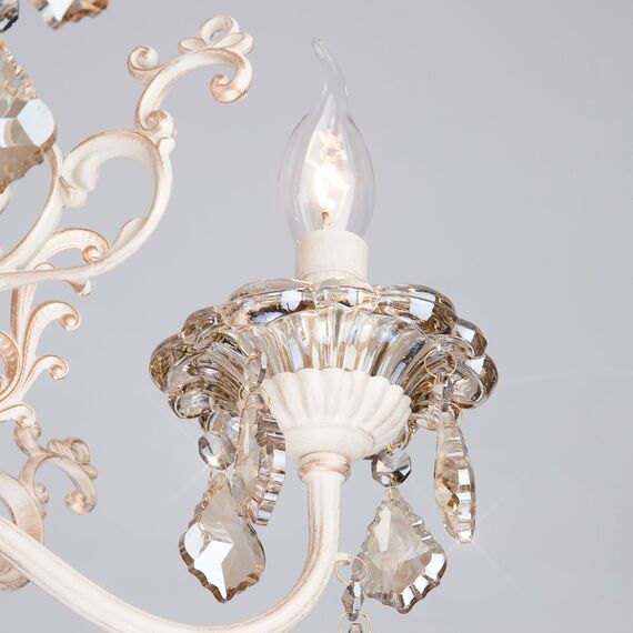 Eurosvet 00000063382 3281/5 Подвесной светильник белый с золотом/тонированный хрусталь Strotskis, изображение 2