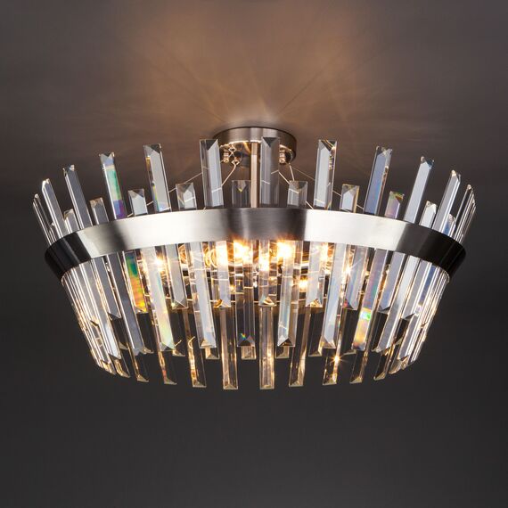 Eurosvet a047847 10111/8 Потолочный светильник сатин-никель прозрачный хрусталь Strotskis, изображение 2