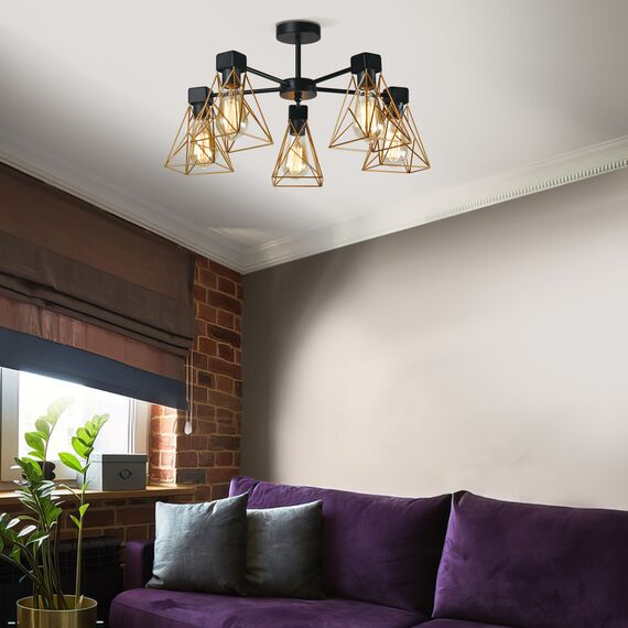 Eurosvet a061402 70107/5 Потолочный светильник черный/латунь, изображение 2