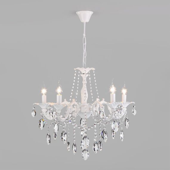 Eurosvet a045451 10108/5 Подвесной светильник белый/прозрачный хрусталь Strotskis