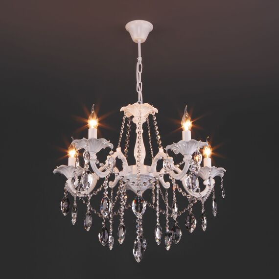 Eurosvet a045451 10108/5 Подвесной светильник белый/прозрачный хрусталь Strotskis, изображение 2