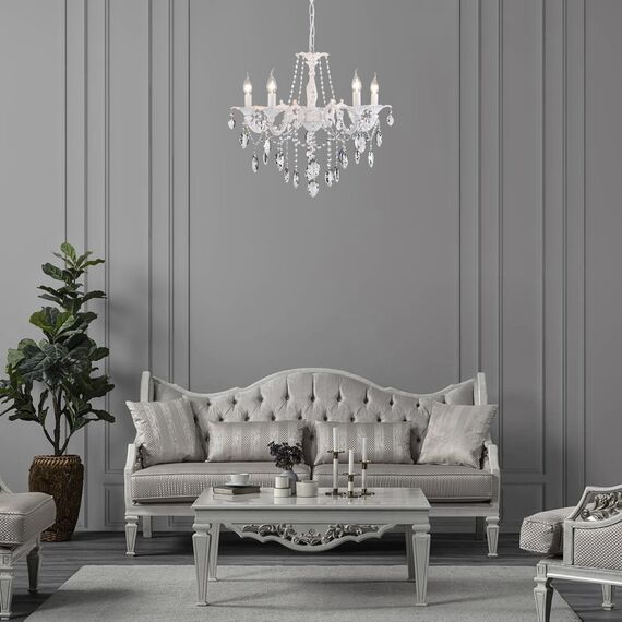 Eurosvet a045451 10108/5 Подвесной светильник белый/прозрачный хрусталь Strotskis, изображение 5