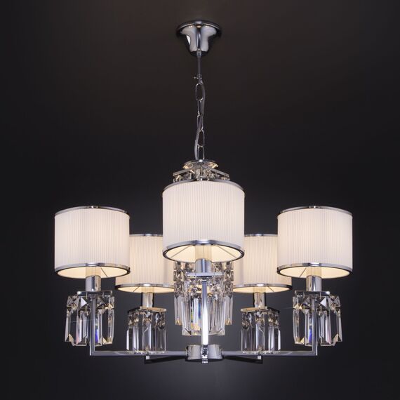 Eurosvet a056961 10099/5 Подвесной светильник хром/прозрачный хрусталь Strotskis (новый абажур), изображение 2