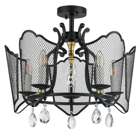 Lightstar 744057 Люстра CASTELLO 5х40W E14 ЧЕРНЫЙ/ЗОЛОТО