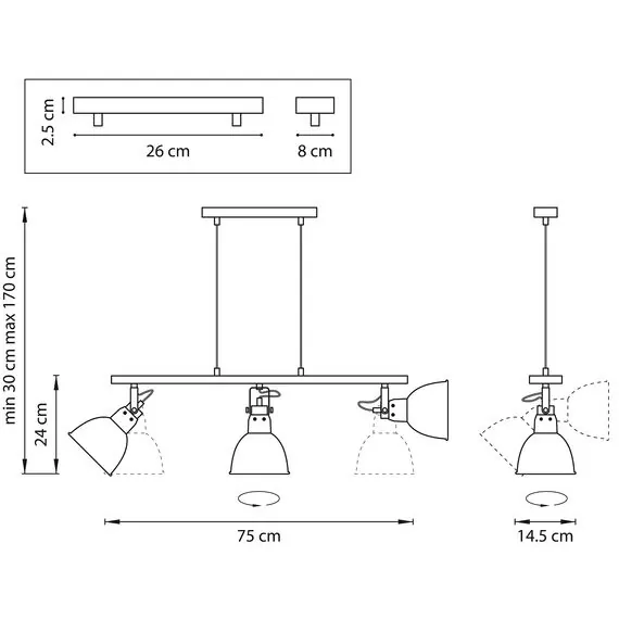 Lightstar 761130 Люстра ACROBATA 3х40W E14 ЧЕРНЫЙ/БЕЛЫЙ, изображение 2