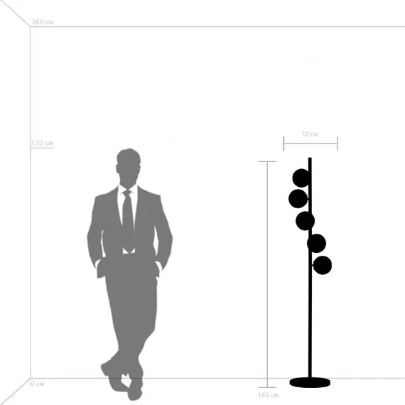 Lightstar 815757 Торшер CROCO 5х40W E14 ЧЕРНЫЙ МАТОВЫЙ, изображение 3