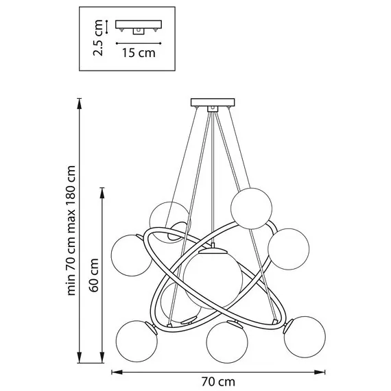 Lightstar 815390 Люстра CROCO 9х40W E14 ЧЕРНЫЙ МАТОВЫЙ, изображение 2