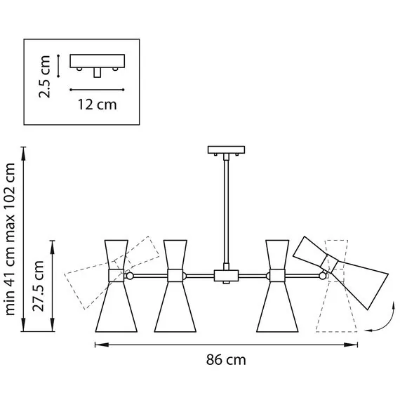 Lightstar 816087 Люстра DUMO 8х40W E14 ЧЕРНЫЙ МАТОВЫЙ/ЗОЛОТО, изображение 2