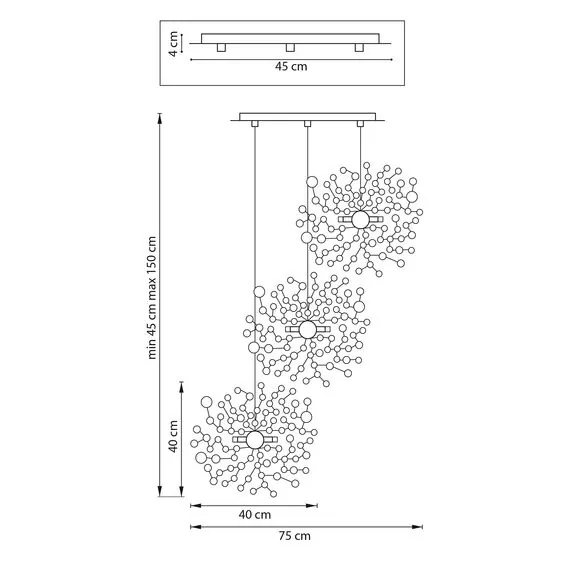 Lightstar L3PR721134 Подвес тройной круглый EXTRA 3x3x5W(led) G9  (721134 - 3 + 572134 -1) ХРОМ, изображение 4