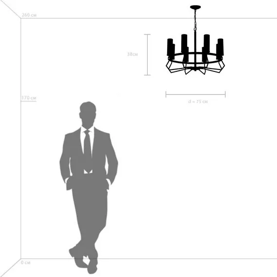 Lightstar 723085 Люстра FLUME 8х40W E14 ЧЕРНЫЙ МАТОВЫЙ/НИКЕЛЬ, изображение 3