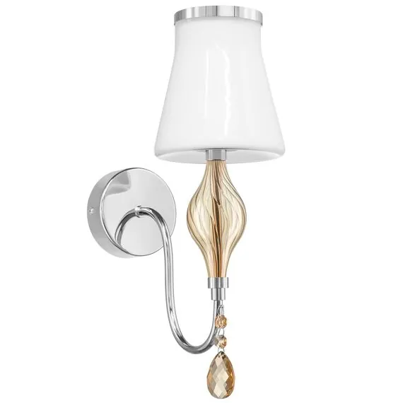 Lightstar 806610 Бра ESCICA 1х40W E14 БЕЛЫЙ/КОНЬЯК/ХРОМ