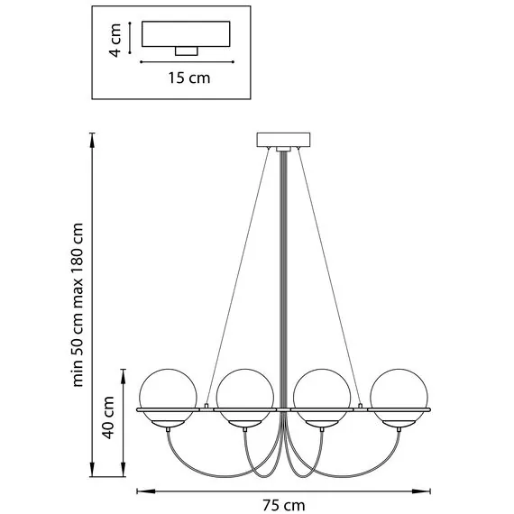 Lightstar 803287 Люстра GLOBO 8х40W E14 ЧЕРНЫЙ МАТОВЫЙ/БЕЛЫЙ, изображение 2