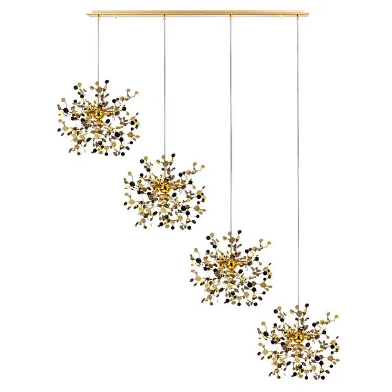 Lightstar L4PL721132 Подвес четверной линейный EXTRA 4x3x5W(led) G9  (721132 - 4 + 572142 -1) ЗОЛОТО