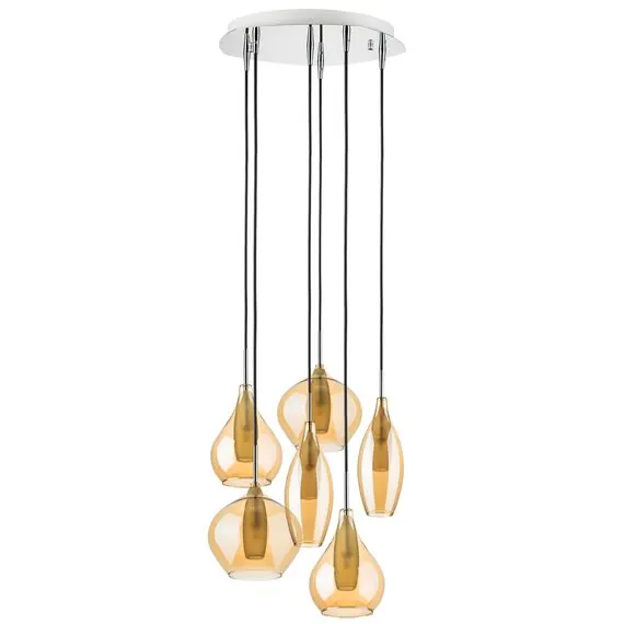 Lightstar 803063 Подвес PENTOLA 6х25W G9 ХРОМ/ЯНТАРЬ