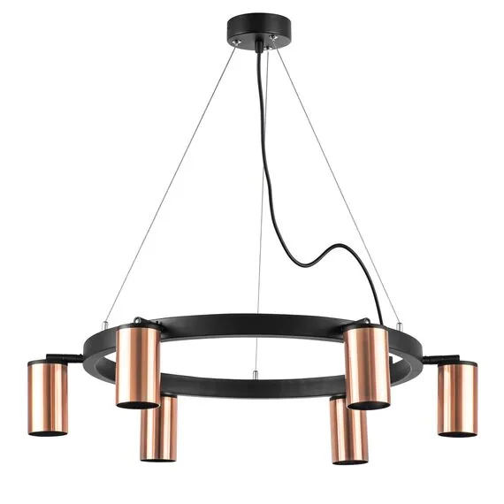 Lightstar LR016306 Люстра RULLO 6х50W GU10 ЧЕРНЫЙ/МЕДЬ (571016+214430-6)