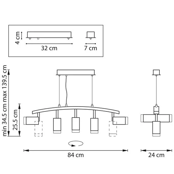 Lightstar LR7353750 Люстра RULLO 5х50W GU10 ЧЕРНЫЙ (571735+214437-5+202430-5), изображение 2