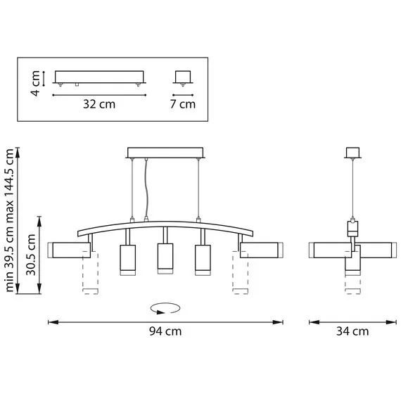 Lightstar LR7358723630 Люстра RULLO 5х50W GU10 ЧЕРНЫЙ/БЕЛЫЙ (571735+214436-3+214487-2+202430-5), изображение 2
