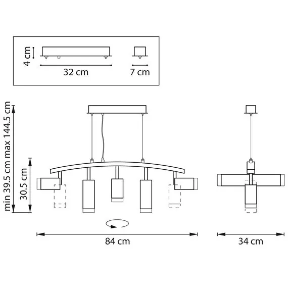 Lightstar LR7353638720 Люстра RULLO 5х50W GU10 ЧЕРНЫЙ/БЕЛЫЙ (571735+214436-3+214487-2+202430-5), изображение 2