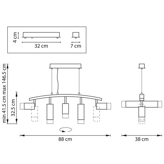 Lightstar LR7353738621 Люстра RULLO 5х50W GU10 ЧЕРНЫЙ/БЕЛЫЙ (571735+214437-3+214486-2+202431-5), изображение 2