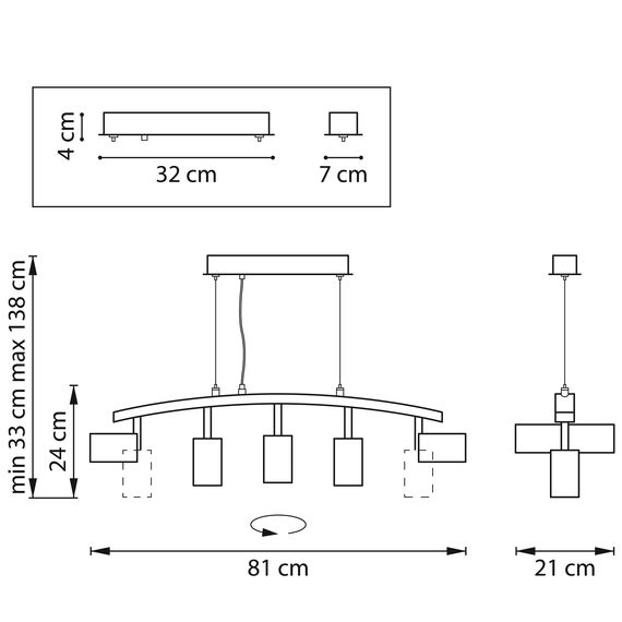 Lightstar LR735315 Люстра RULLO 5х50W GU10 ЧЕРНЫЙ/БРОНЗА (571735+214431-5), изображение 2