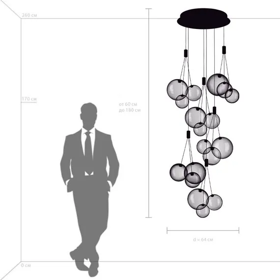 Lightstar 801180 Люстра SFERETTA LED 18х1,35W 1200LM КОФЕЙНЫЙ/ПРОЗРАЧНЫЙ 3000K, изображение 4