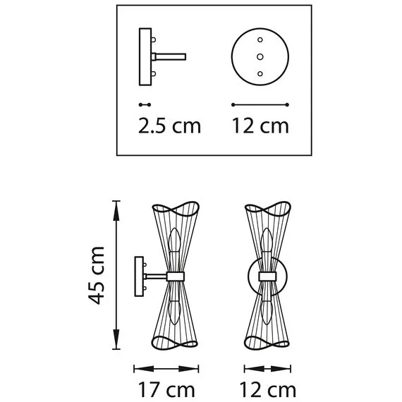 Lightstar 728623 Бра ZETA 2х40W E14 ЗОЛОТО, изображение 2