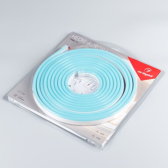 Arlight 036688 Лента герметичная AURORA-PS-A120-16x8mm 24V Azure (10 W/m, IP65, 2835, 5m) (Arlight, Силикон) - ! УПАКОВКА СОСТОИТ ИЗ - 5 м/п, изображение 3