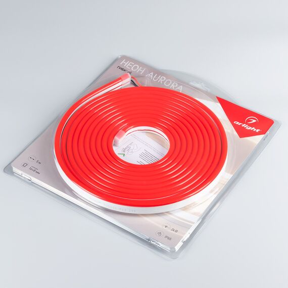 Arlight 036696 Лента герметичная AURORA-PS-A120-16x8mm 24V Red (10 W/m, IP65, 2835, 5m) (Arlight, Силикон) - ! УПАКОВКА СОСТОИТ ИЗ - 5 м/п, изображение 4