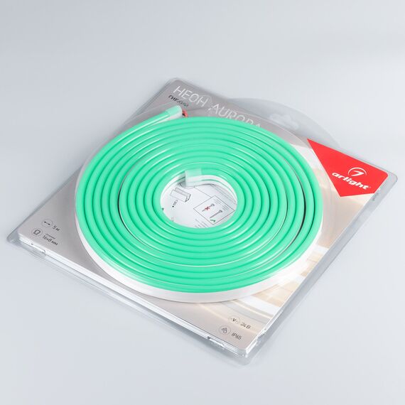 Arlight 036692 Лента герметичная AURORA-PS-A120-16x8mm 24V Green (10 W/m, IP65, 2835, 5m) (Arlight, Силикон) - ! УПАКОВКА СОСТОИТ ИЗ - 5 м/п, изображение 3