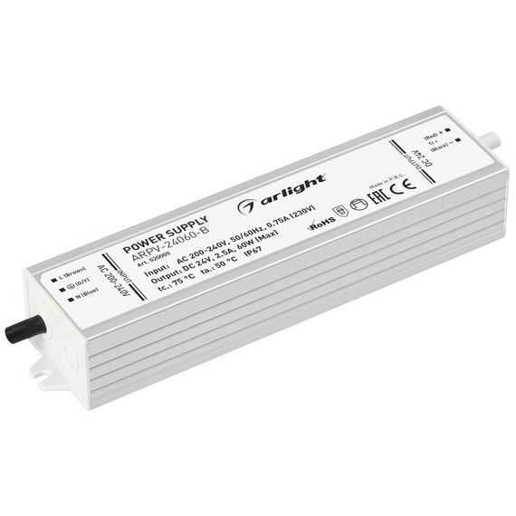 Arlight 020005 Блок питания ARPV-24060-B (24V, 2.5A, 60W) (Arlight, IP67 Металл, 3 года) - ! УПАКОВКА СОСТОИТ ИЗ - 1 шт