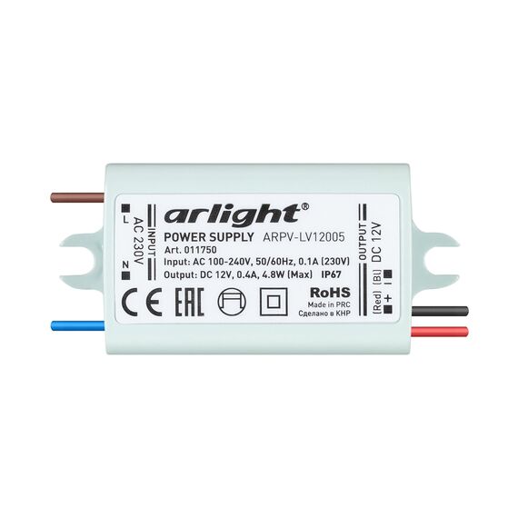 Arlight 011750 Блок питания ARPV-LV12005 (12V, 0.4A, 5W) (Arlight, IP67 Пластик, 2 года) - ! УПАКОВКА СОСТОИТ ИЗ - 1 шт, изображение 4