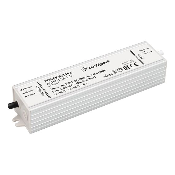 Arlight 023189 Блок питания ARPV-12080-B (12V, 6.7A, 80W) (Arlight, IP67 Металл, 3 года) - ! УПАКОВКА СОСТОИТ ИЗ - 1 шт