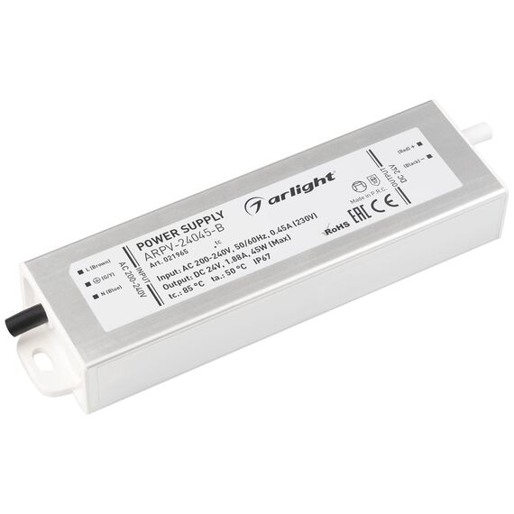Arlight 021965 Блок питания ARPV-24045-B (24V, 1.9A, 45W) (Arlight, IP67 Металл, 3 года) - ! УПАКОВКА СОСТОИТ ИЗ - 1 шт, изображение 2