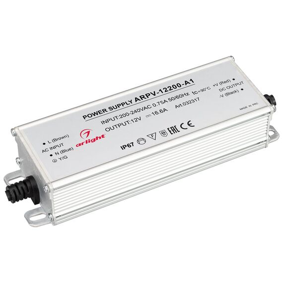 Arlight 032317 Блок питания ARPV-12200-A1 (12V, 16.6A, 200W) (Arlight, IP67 Металл, 3 года) - ! УПАКОВКА СОСТОИТ ИЗ - 1 шт, изображение 2