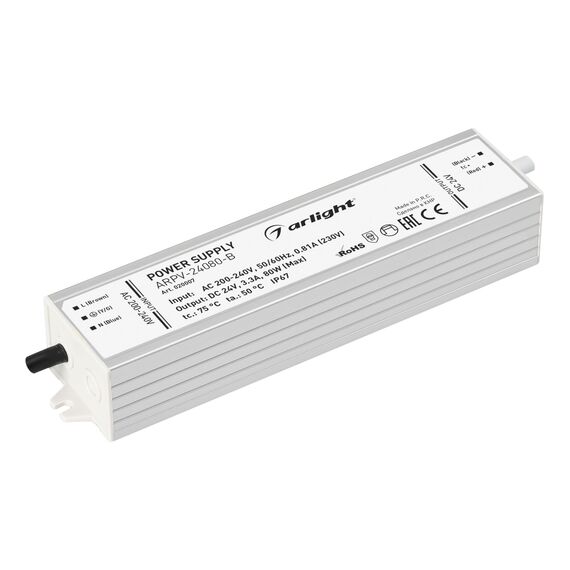 Arlight 020007 Блок питания ARPV-24080-B (24V, 3.3A, 80W) (Arlight, IP67 Металл, 3 года) - ! УПАКОВКА СОСТОИТ ИЗ - 1 шт