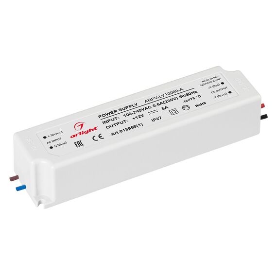 Arlight 018969(1) Блок питания ARPV-LV12060-A (12V, 5.0A, 60W) (Arlight, IP67 Пластик, 3 года) - ! УПАКОВКА СОСТОИТ ИЗ - 1 шт