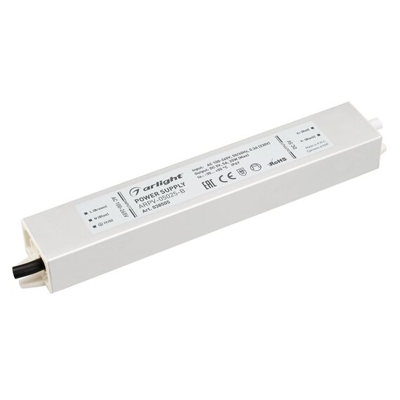 Arlight 038505 Блок питания ARPV-05025-B (5V, 5.0A, 25W) (Arlight, IP67 Металл, 3 года) - ! УПАКОВКА СОСТОИТ ИЗ - 1 шт