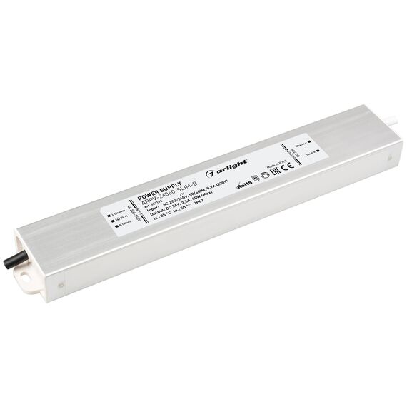 Arlight 022193 Блок питания ARPV-24060-SLIM-B (24V, 2.5A, 60W) (Arlight, IP67 Металл, 3 года) - ! УПАКОВКА СОСТОИТ ИЗ - 1 шт, изображение 2