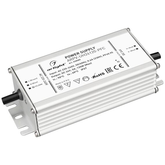 Arlight 028085 Блок питания ARPV-UH24120-PFC (24V, 5.0A, 120W) (Arlight, IP67 Металл, 7 лет) - ! УПАКОВКА СОСТОИТ ИЗ - 1 шт