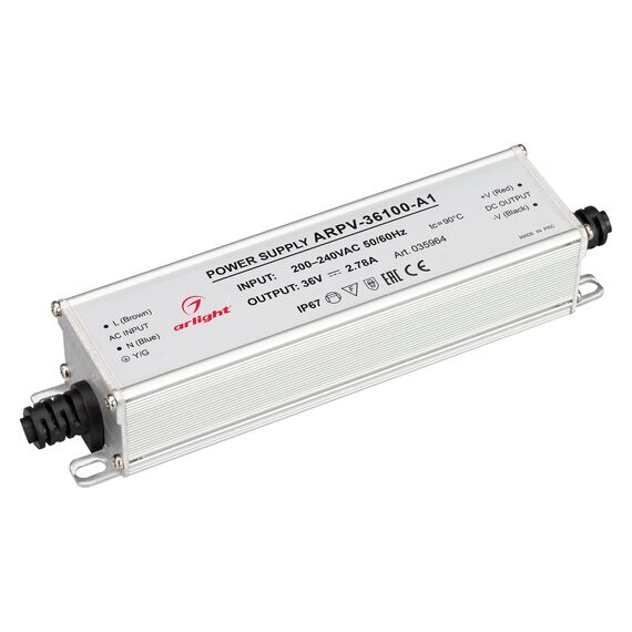 Arlight 035964 Блок питания ARPV-36100-A1 (36V, 2.78A, 100W) (Arlight, IP67 Металл, 3 года) - ! УПАКОВКА СОСТОИТ ИЗ - 1 шт, изображение 2