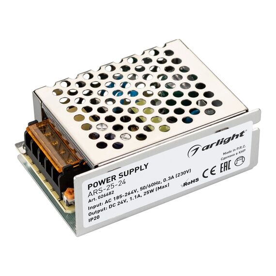 Arlight 026682 Блок питания ARS-25-24 (24V, 1.1A, 25W) (Arlight, IP20 Сетка, 2 года) - ! УПАКОВКА СОСТОИТ ИЗ - 1 шт