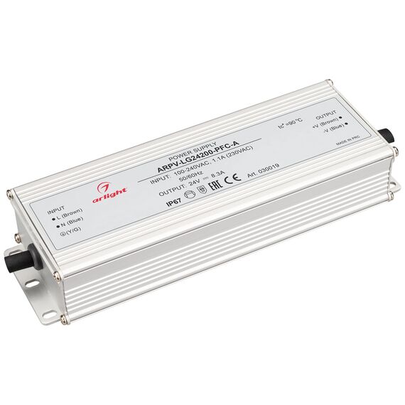 Arlight 030019 Блок питания ARPV-LG24200-PFC-A (24V, 8.3A, 200W) (Arlight, IP67 Металл, 5 лет) - ! УПАКОВКА СОСТОИТ ИЗ - 1 шт