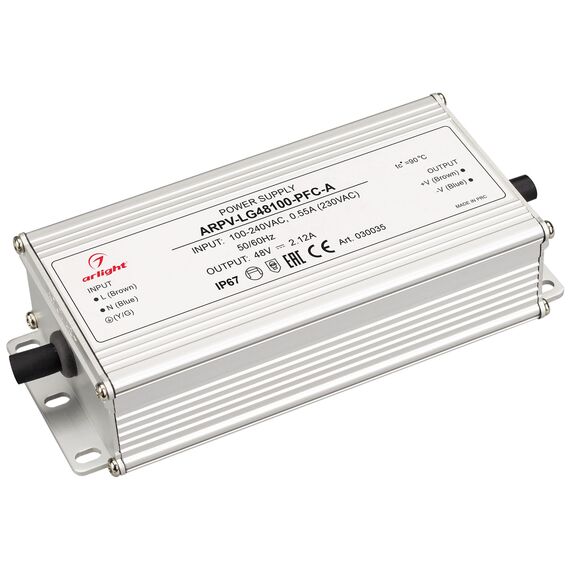 Arlight 030035 Блок питания ARPV-LG48100-PFC-A (48V, 2.12A, 100W) (Arlight, IP67 Металл, 5 лет) - ! УПАКОВКА СОСТОИТ ИЗ - 1 шт, изображение 2