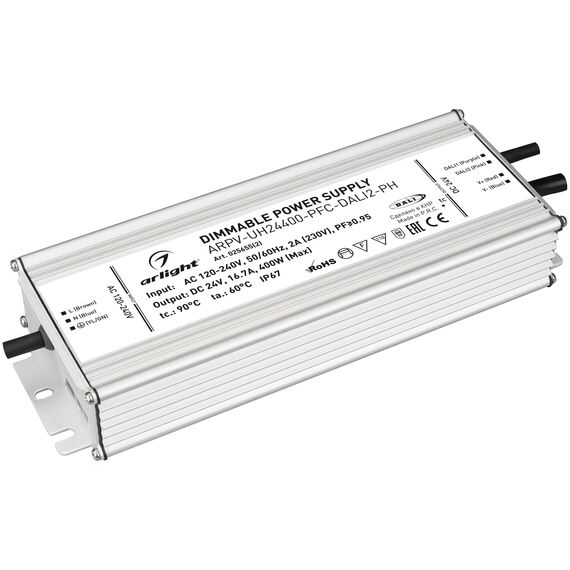 Arlight 025655(2) Блок питания ARPV-UH24400-PFC-DALI2-PH (24V, 16.7A, 400W) (Arlight, IP67 Металл, 7 лет) - ! УПАКОВКА СОСТОИТ ИЗ - 1 шт