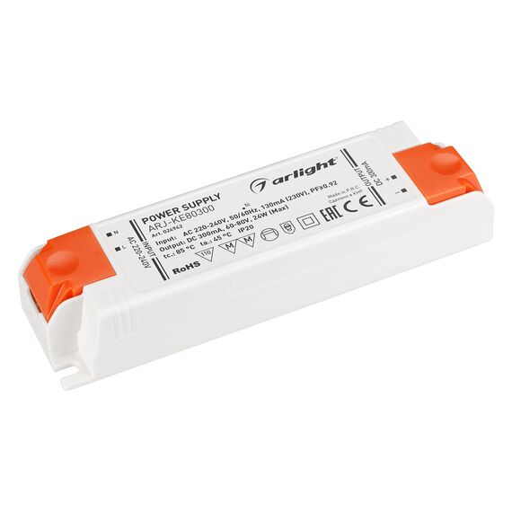 Arlight 024942 Блок питания ARJ-KE80300 (24W, 300mA, PFC) (Arlight, IP20 Пластик, 5 лет) - ! УПАКОВКА СОСТОИТ ИЗ - 1 шт