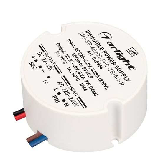 Arlight 040956 Блок питания ARJ-SP-40200-PFC-TRIAC-R (7W, 27-40V, 200mA) (Arlight, IP44 Пластик, 5 лет) - ! УПАКОВКА СОСТОИТ ИЗ - 1 шт, изображение 2